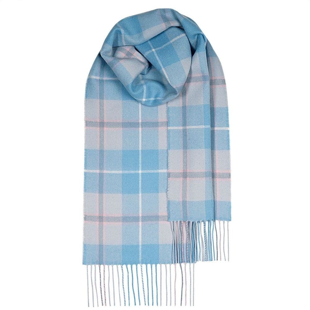 Blue Check Pure Lambswool Unisex Scarf - Made in Scotland