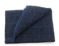 Blue Herringbone with Check Line Harris Tweed Scarf | Highland Tweed