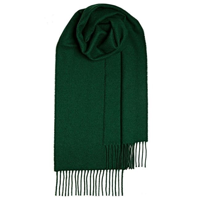 Bottle Green Plain Coloured Pure Lambswool Unisex Scarf - Made in Scotland