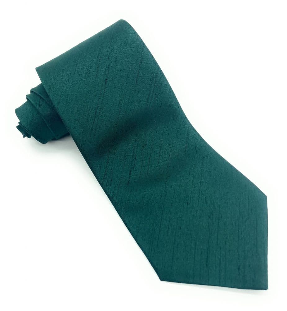 Bottle Green Woven Silk Tie - Made in Scotland