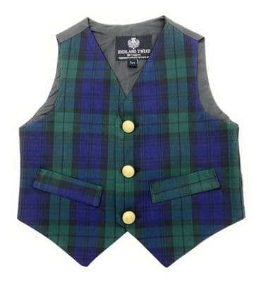 Boys Black Watch Tartan Waistcoat