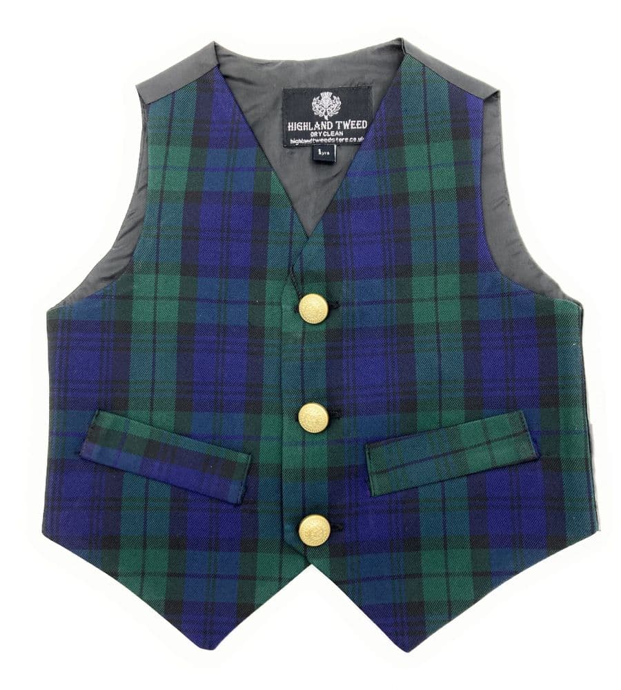Boys Black Watch Tartan Waistcoat