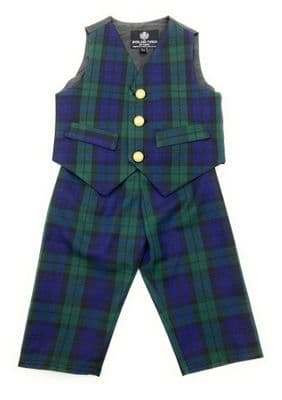 Boys Scottish Classic Black Watch Tartan Waistcoat and Trousers Trews Outfit