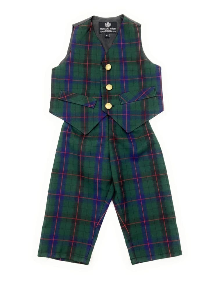 Boys Scottish Classic Davidson Modern Tartan Waistcoat and Trousers Outfit