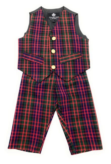 Boys Scottish Classic MacDonald Modern Tartan Waistcoat and Trousers Outfit