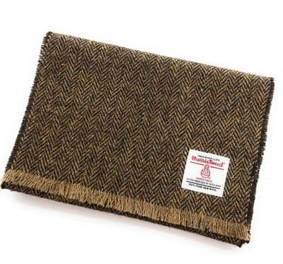 Brown Herringbone Harris Tweed Scarf