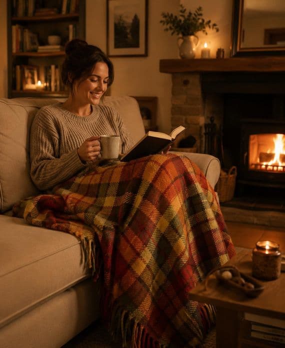 Buchanan Autumn Tartan Wool Blanket | Scottish Throw
