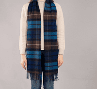 Buchanan Blue Luxury Oversized Scarf | Pure Lambswool | Highland Tweed