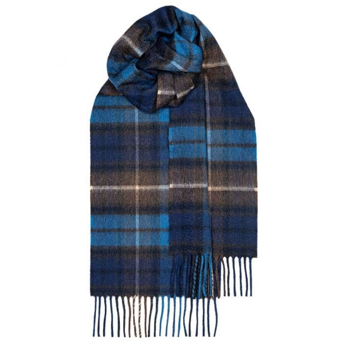 Buchanan Blue Tartan Luxury Cashmere Scarf - Made in Scotland