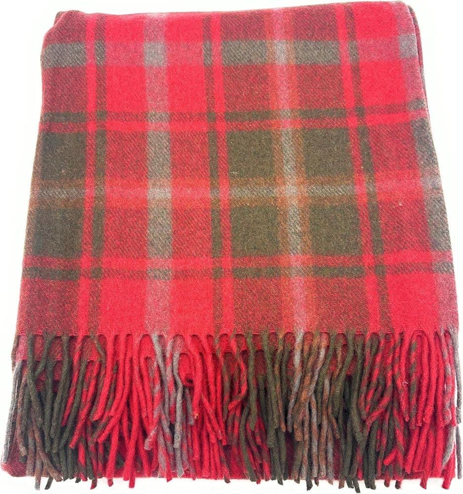 Dark Maple Tartan Wool Blanket