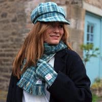 Duck Egg & Cream Check Harris Tweed Scarf | Highland Tweed