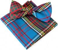 Gents Anderson Modern Tartan Bow Tie & Matching Pocket Square Set