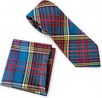Gents Anderson Modern Tartan Tie & Matching Pocket Square Set