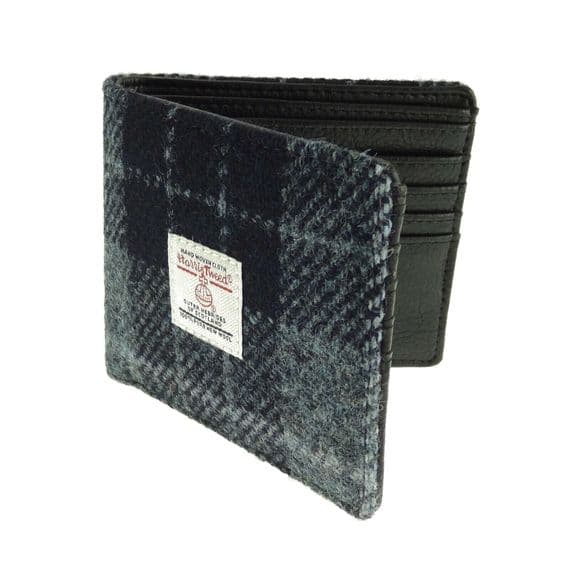 Gents Authentic Harris Tweed Black & Grey Check Wallet
