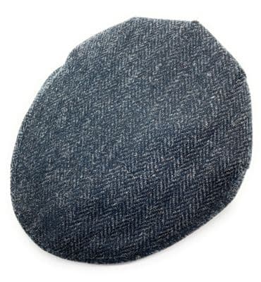 Gents Authentic Harris Tweed Charcoal Herringbone  Flat Cap Made in UK