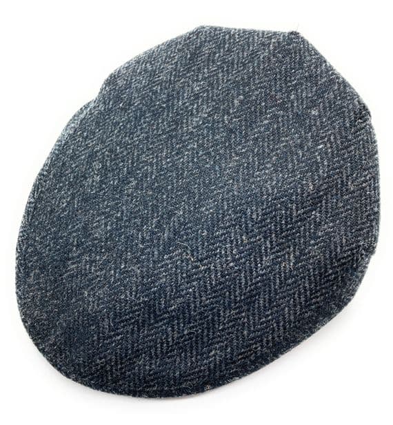 Gents Authentic Harris Tweed Charcoal Herringbone  Flat Cap Made in UK