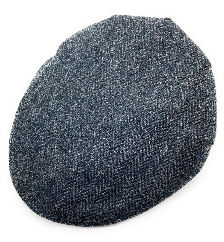 Gents Authentic Harris Tweed Charcoal Herringbone Flat Cap Made in UK