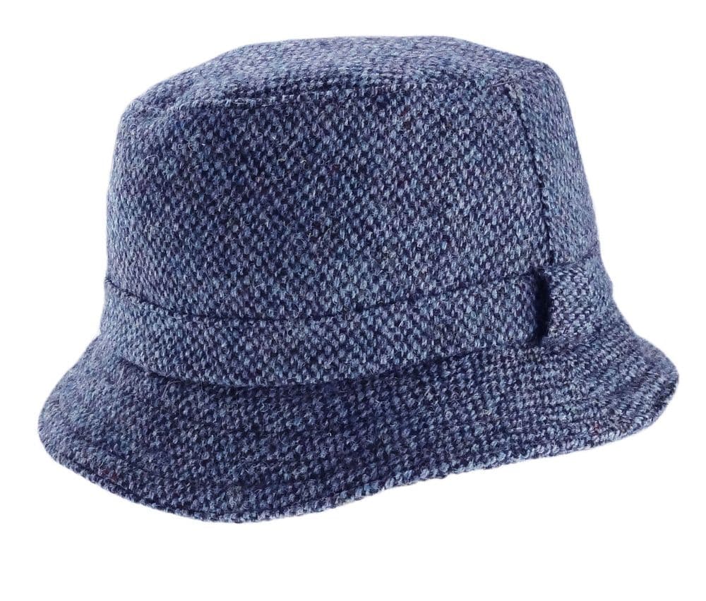 Gents Authentic Harris Tweed Fishing Hat Blue Fleck