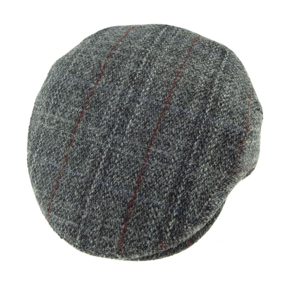 Gents Authentic Harris Tweed Grey Check Flat Cap