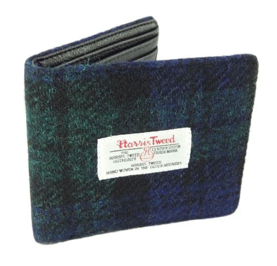 Gents Authentic Harris Tweed Traditional Black Watch Tartan Wallet