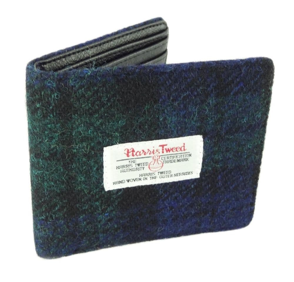 Gents Authentic Harris Tweed Traditional Black Watch Tartan Wallet