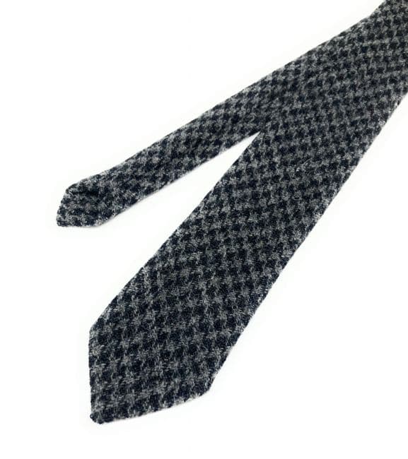 Gents Black & Grey Houndstooth Harris Tweed tie - Made in Scotland