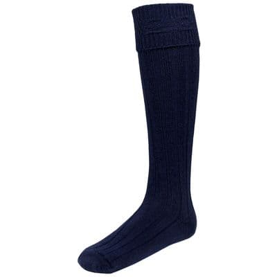 Gents Blend Wool Plain Navy Kilt Hose Socks Made in Scotland