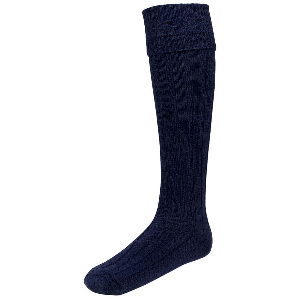 Gents Blend Wool Plain Navy Kilt Hose Socks Made in Scotland