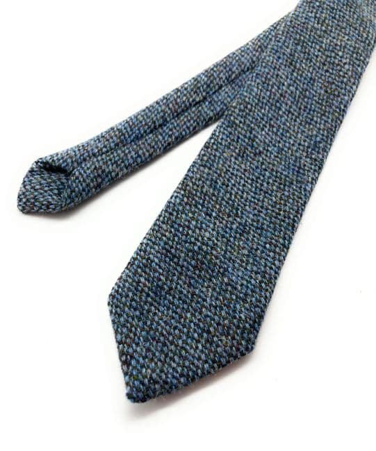 Gents Blue Fleck Harris Tweed tie - Made in Scotland