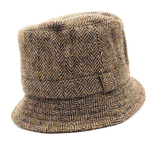 Gents Brown Herringbone Harris Tweed Fishing Hat