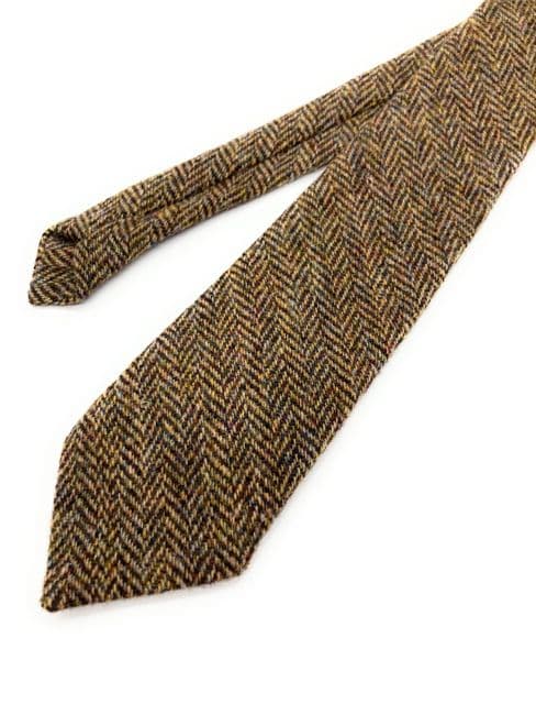 Gents Brown Herringbone Harris Tweed tie - Made in Scotland