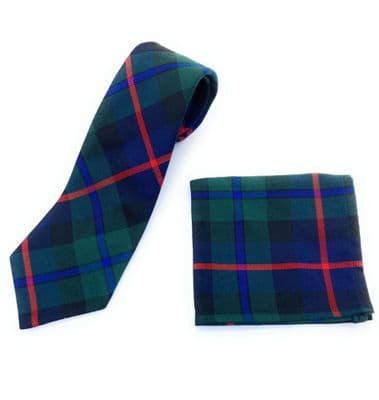 Gents Campbell of Cawdor Modern Tartan Tie & Matching Pocket Square Set | Scottish Tartan Gift Set