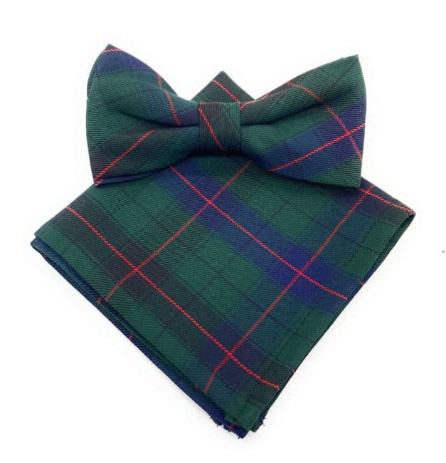 Gents Davidson Modern Tartan Bow Tie & Matching Pocket Square Set