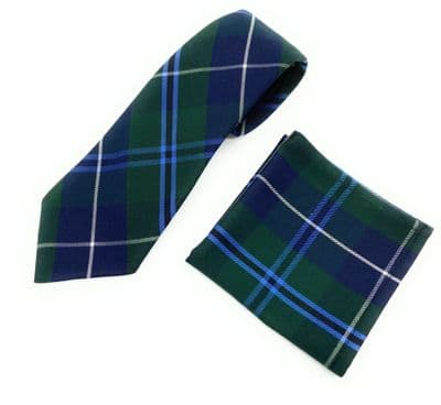 Gents Douglas Modern Tartan Tie & Matching Pocket Square Set | Scottish Tartan Gift Set