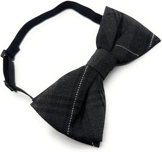 Gents Grey Granite Tartan Bow Tie