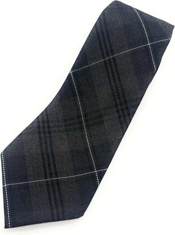 Gents Grey Granite Tartan Tie | Classic Neck Tie