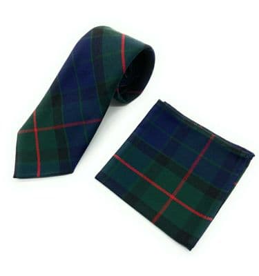 Gents Gunn Tartan Tie & Matching Pocket Square Set | Scottish Tartan Gift Set