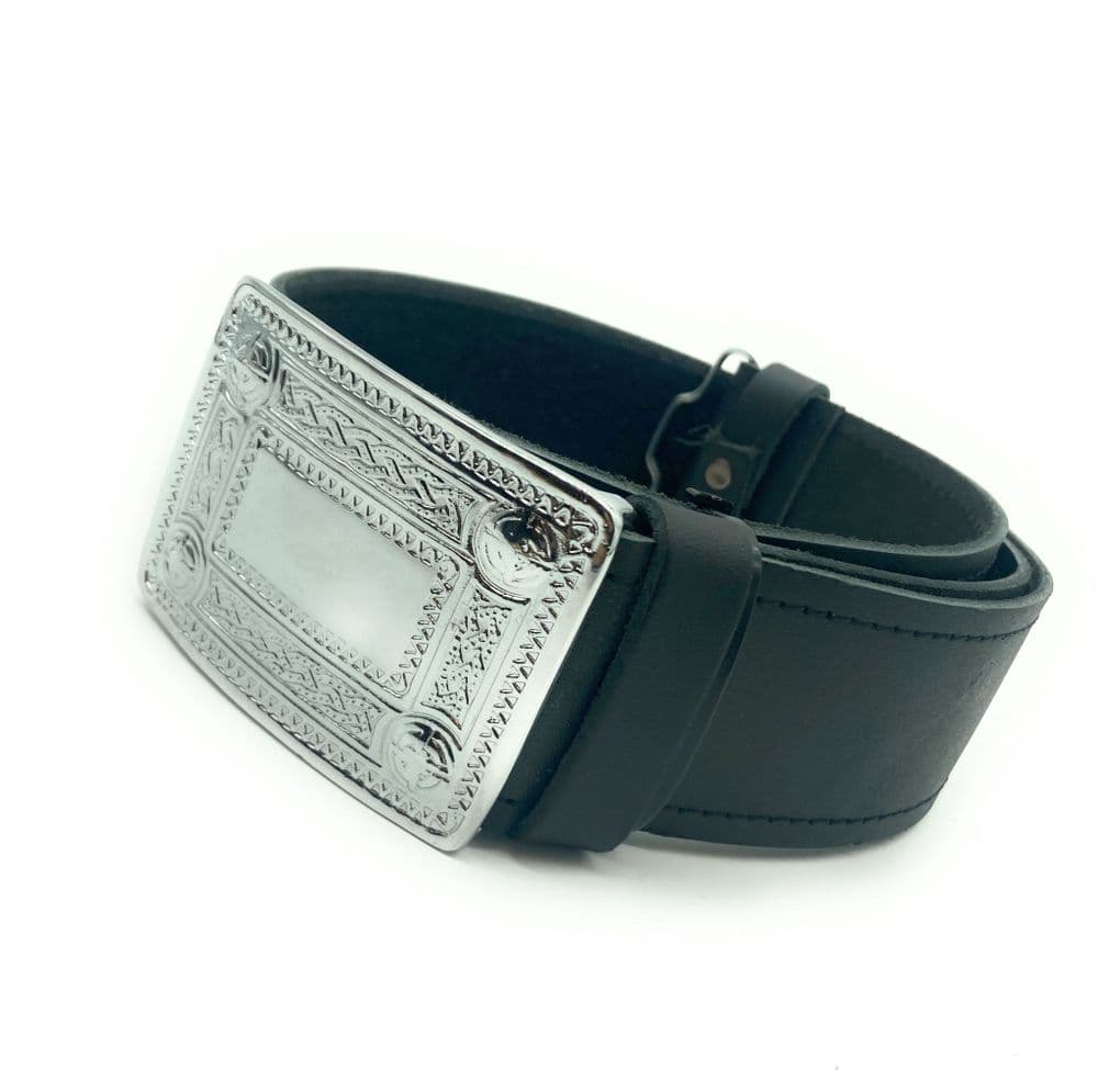 Gents Leather Kilt Belt and Scottish Traditional Celtic Buckle