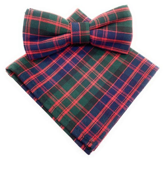 Gents MacDonald Modern Tartan Bow Tie & Matching Pocket Square Set