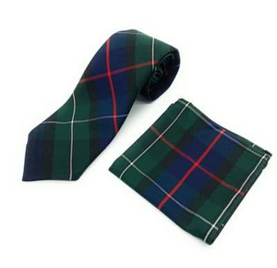 Gents MacKenzie Modern Tartan Tie & Matching Pocket Square Set | Scottish Tartan Gift Set