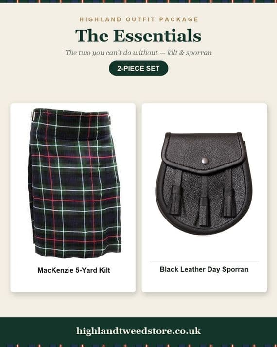 Gents MacKenzie Tartan 5 Yard Kilt & Casual Day Sporran