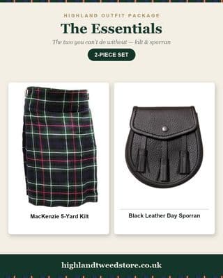 Gents MacKenzie Tartan 5 Yard Kilt & Casual Day Sporran Set