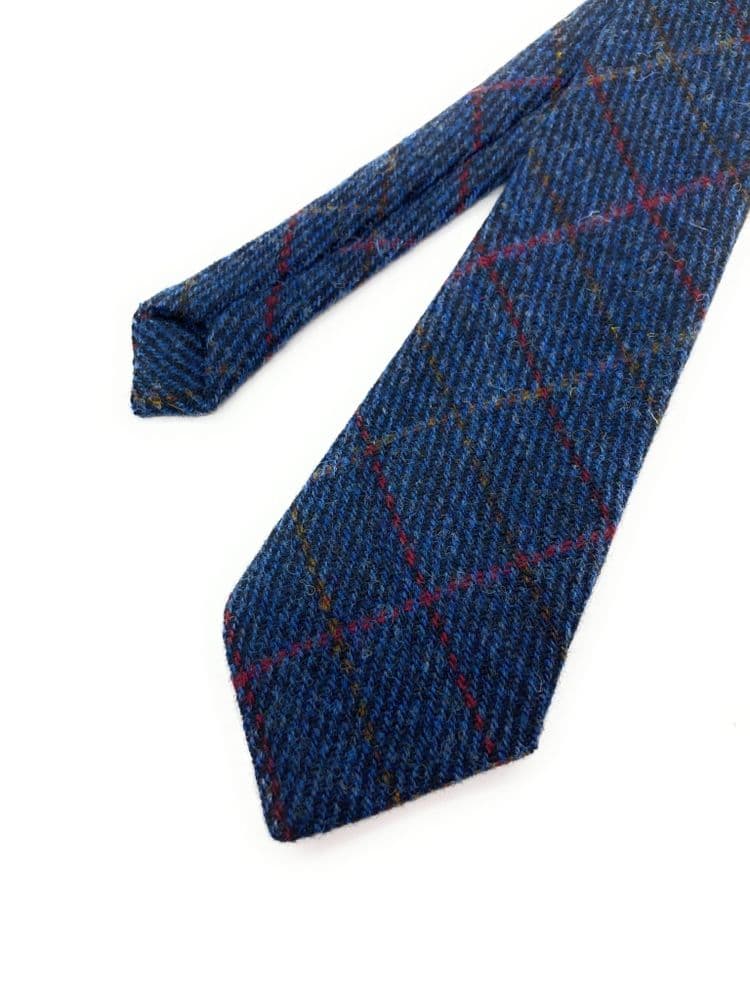 Gents Navy Herringbone Harris Tweed tie - Made in Scotland