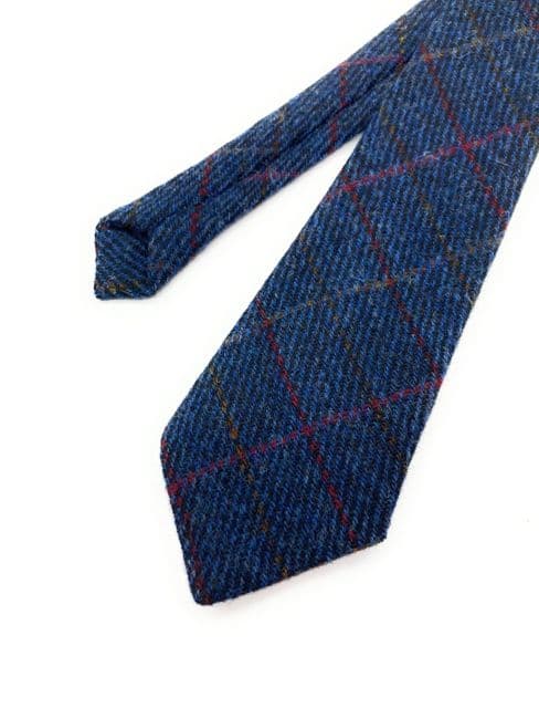 Gents Navy Herringbone Harris Tweed tie - Made in Scotland