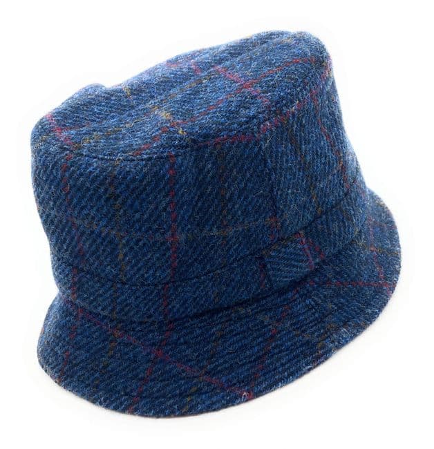 Gents Navy Overcheck Harris Tweed Fishing Hat