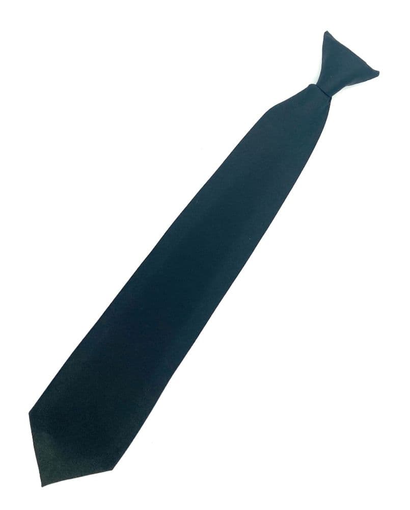 Gents Plain Black Matte Finish Clip On Tie - Made in Scotland