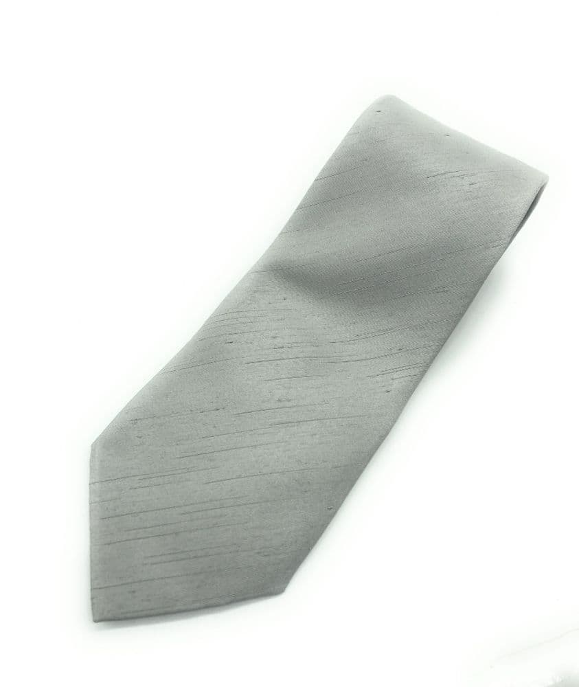 Gents Plain Silver Colour Tie - Made in Scotland