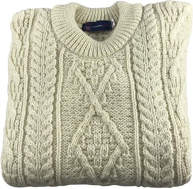 Gents Pure British Wool Cream Aran Jumper