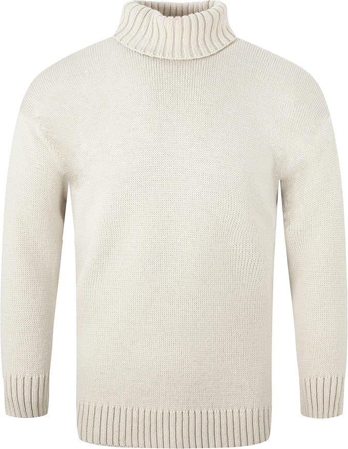 Gents Pure British Wool Ecru Submariner Turtleneck Pullover