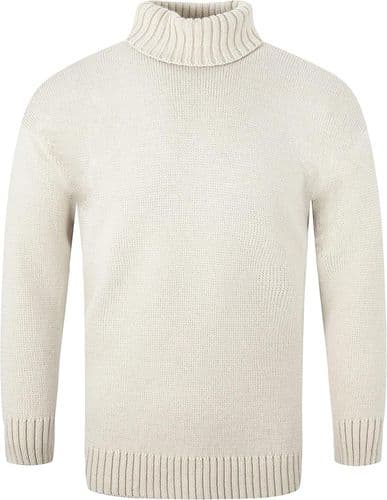 Gents Pure British Wool Ecru Submariner Turtleneck Pullover